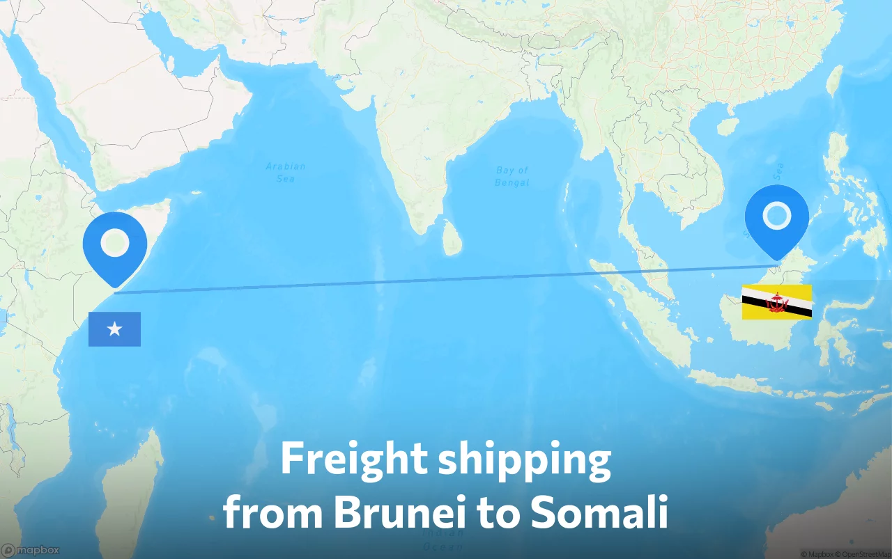Shipping route from Brunei to Somali