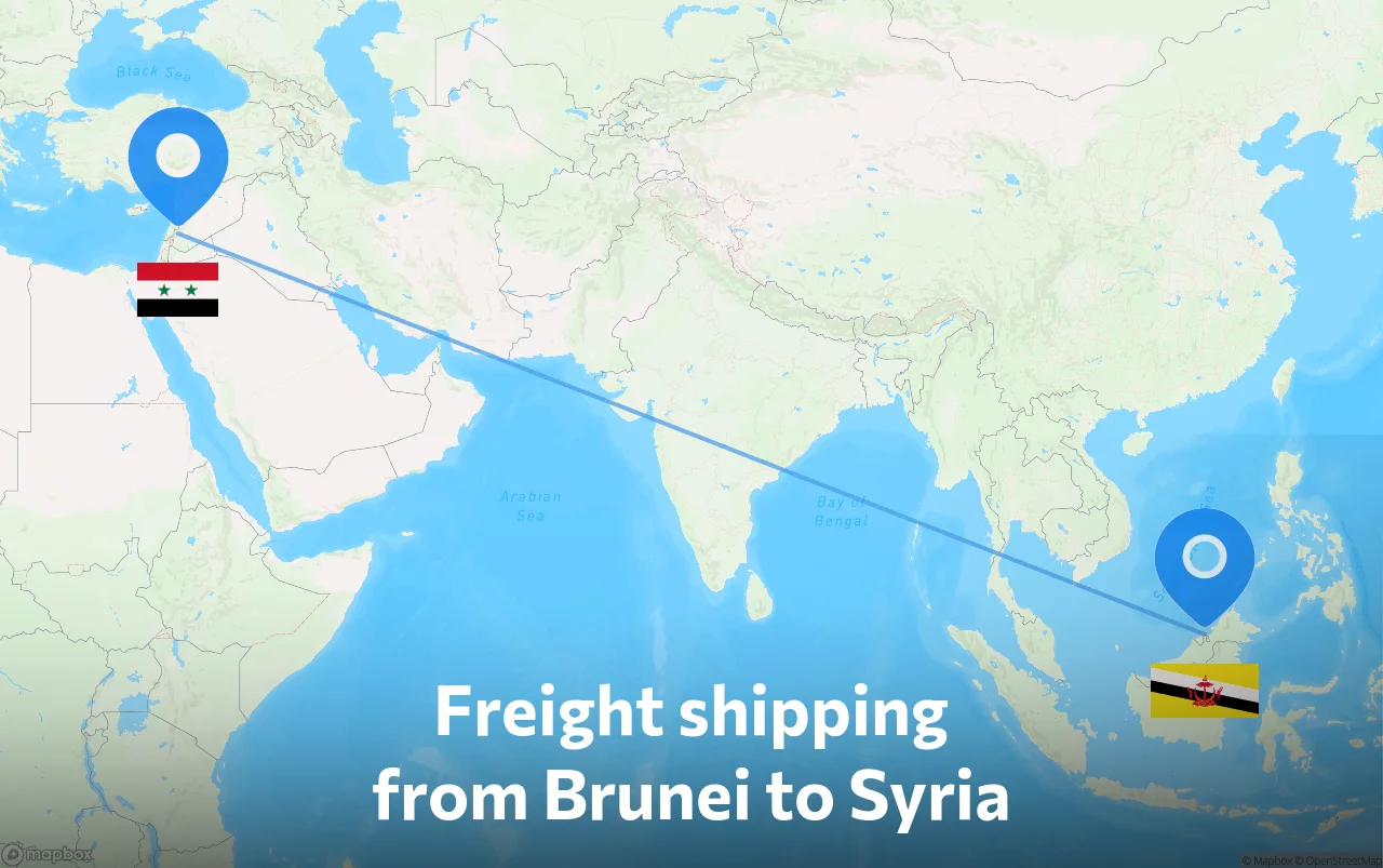 Shipping route from Brunei to Syria