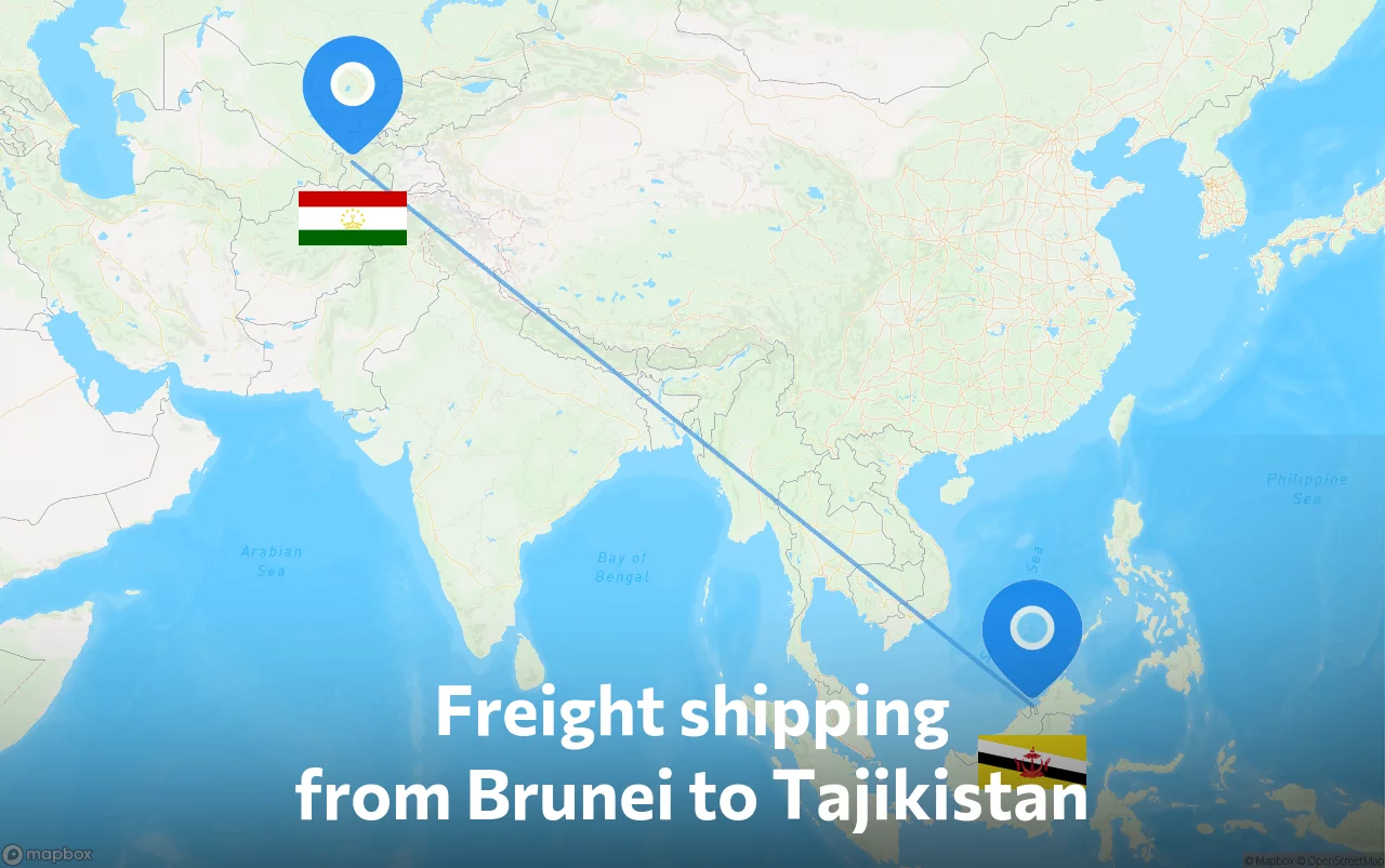 Shipping route from Brunei to Tajikistan