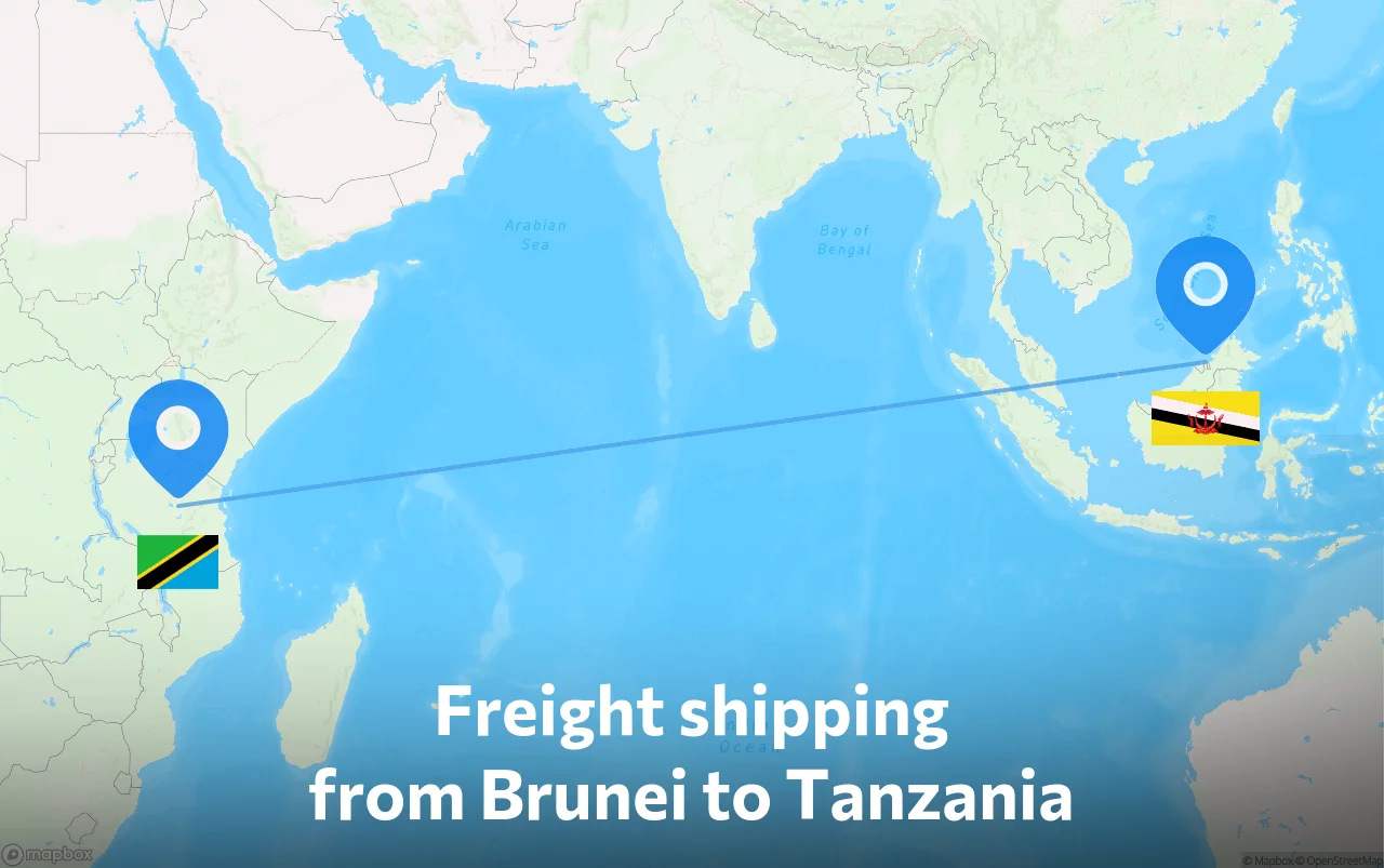 Shipping route from Brunei to Tanzania