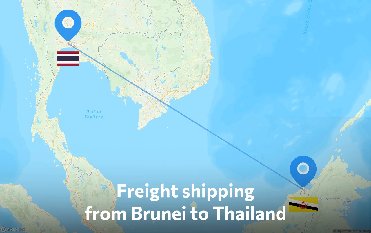 Shipping route from Brunei to Thailand