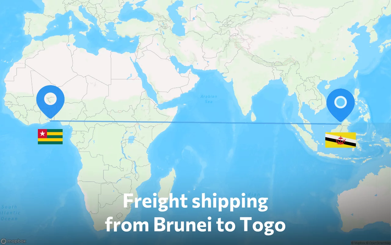 Shipping route from Brunei to Togo