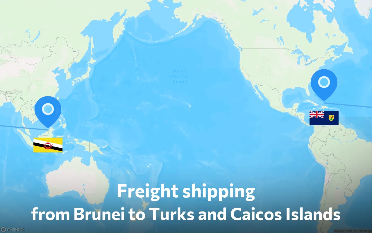 Shipping route from Brunei to Turks and Caicos Islands
