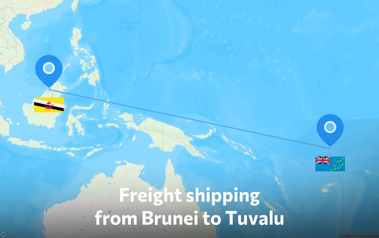 Shipping route from Brunei to Tuvalu