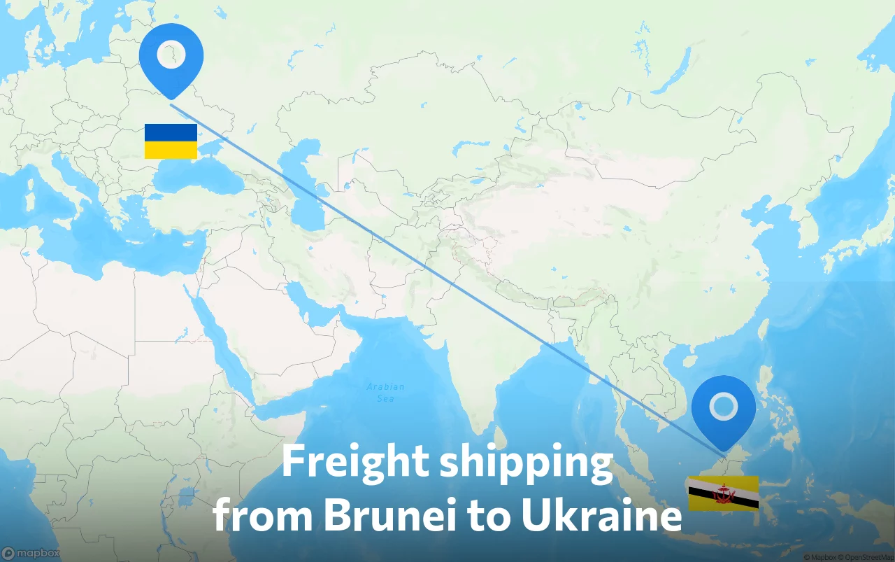 Shipping route from Brunei to Ukraine