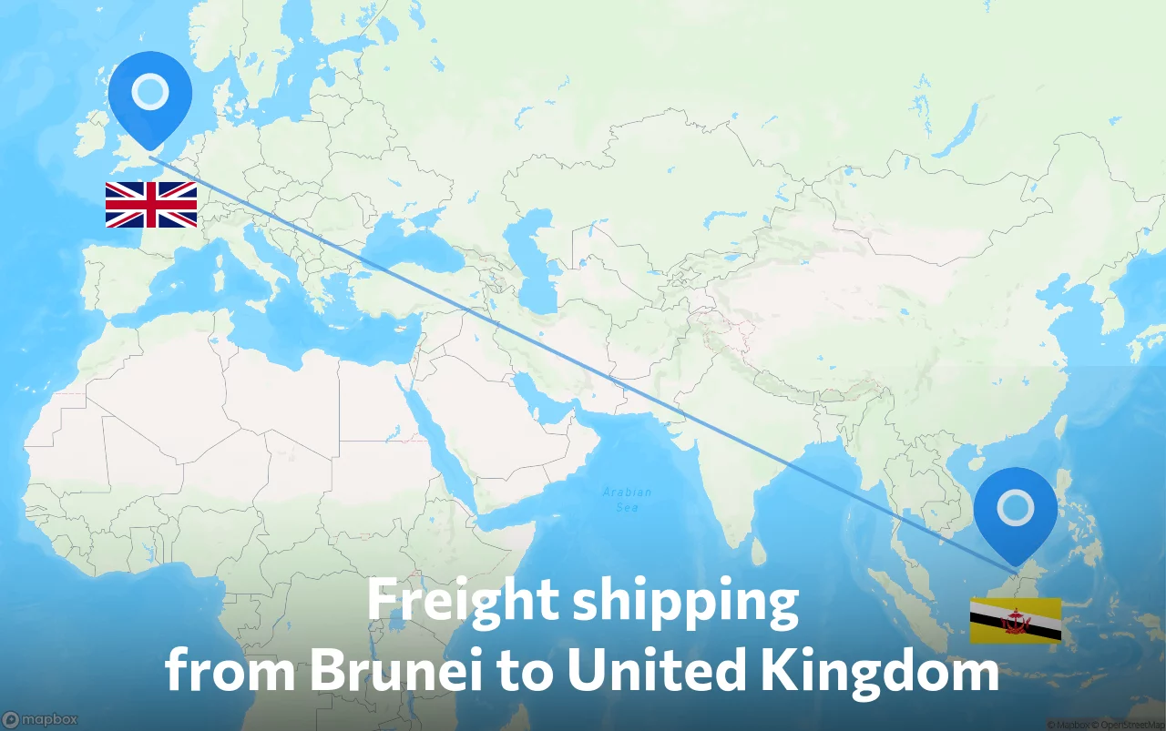 Shipping route from Brunei to United Kingdom