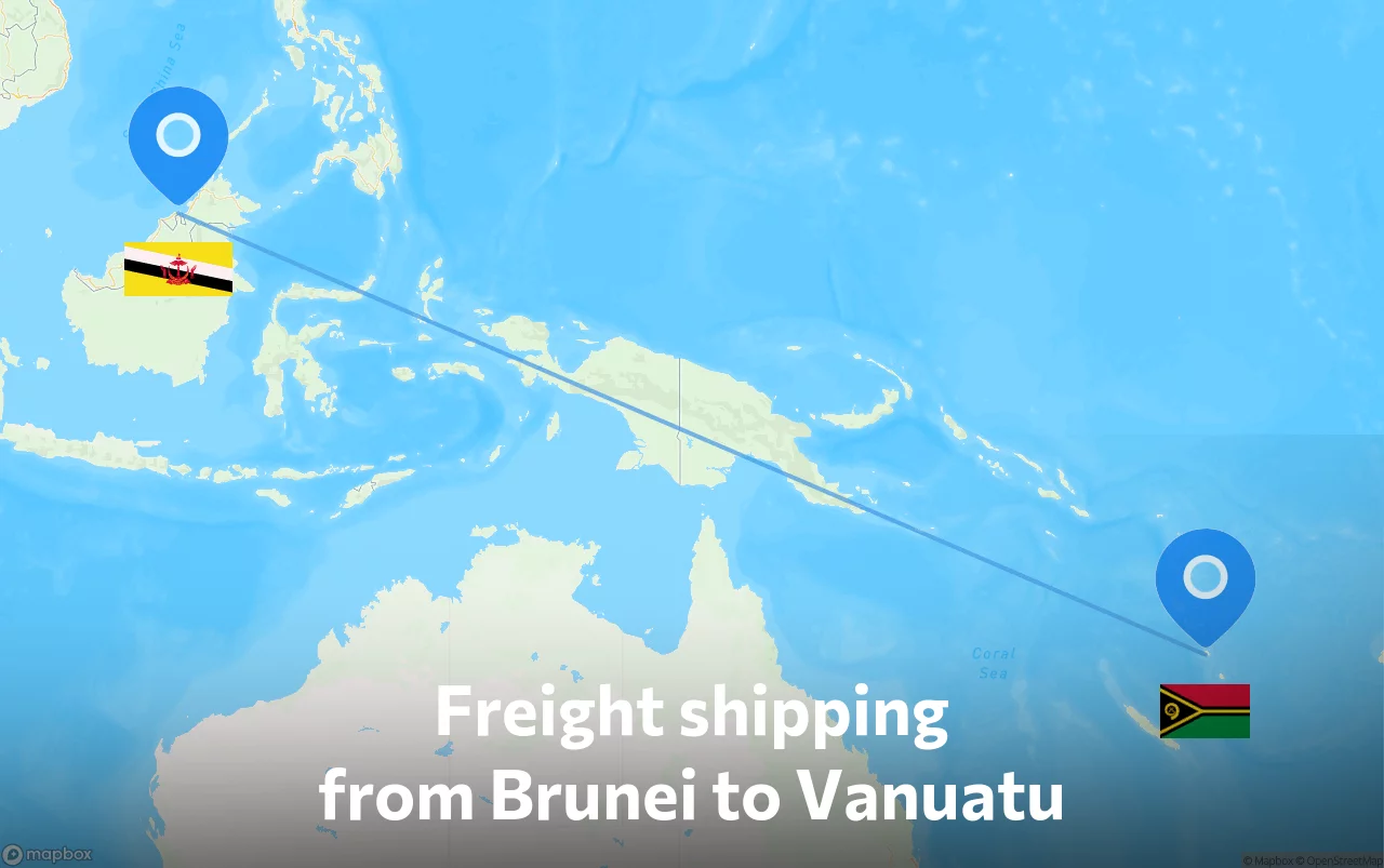 Shipping route from Brunei to Vanuatu