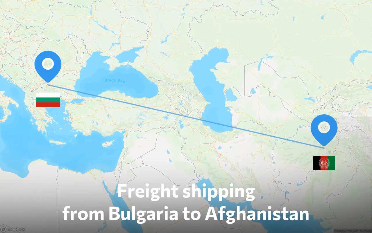 Shipping route from Bulgaria to Afghanistan