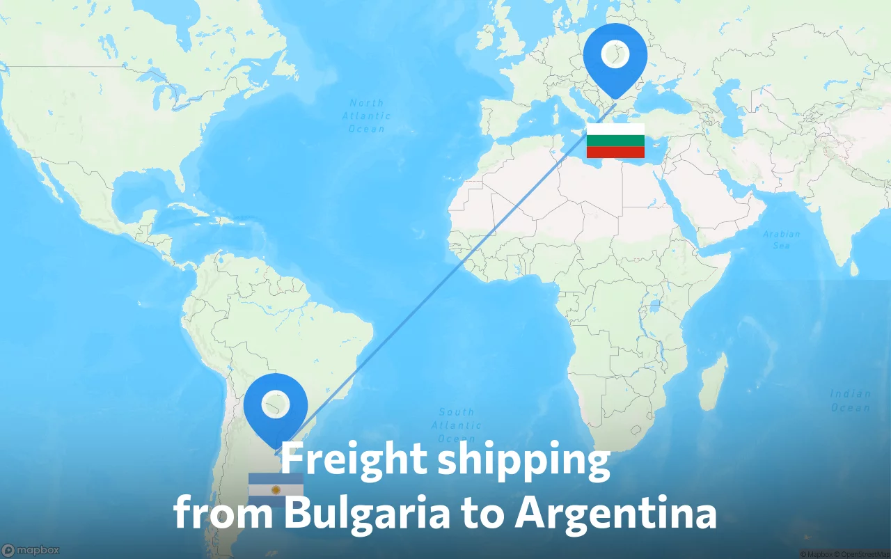 Shipping route from Bulgaria to Argentina