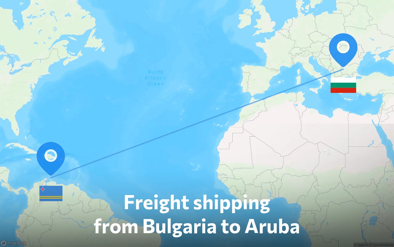 Shipping route from Bulgaria to Aruba