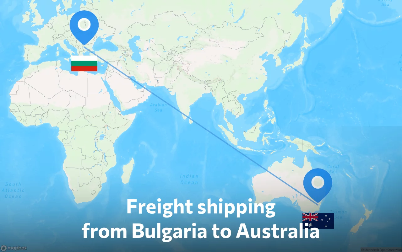 Shipping route from Bulgaria to Australia