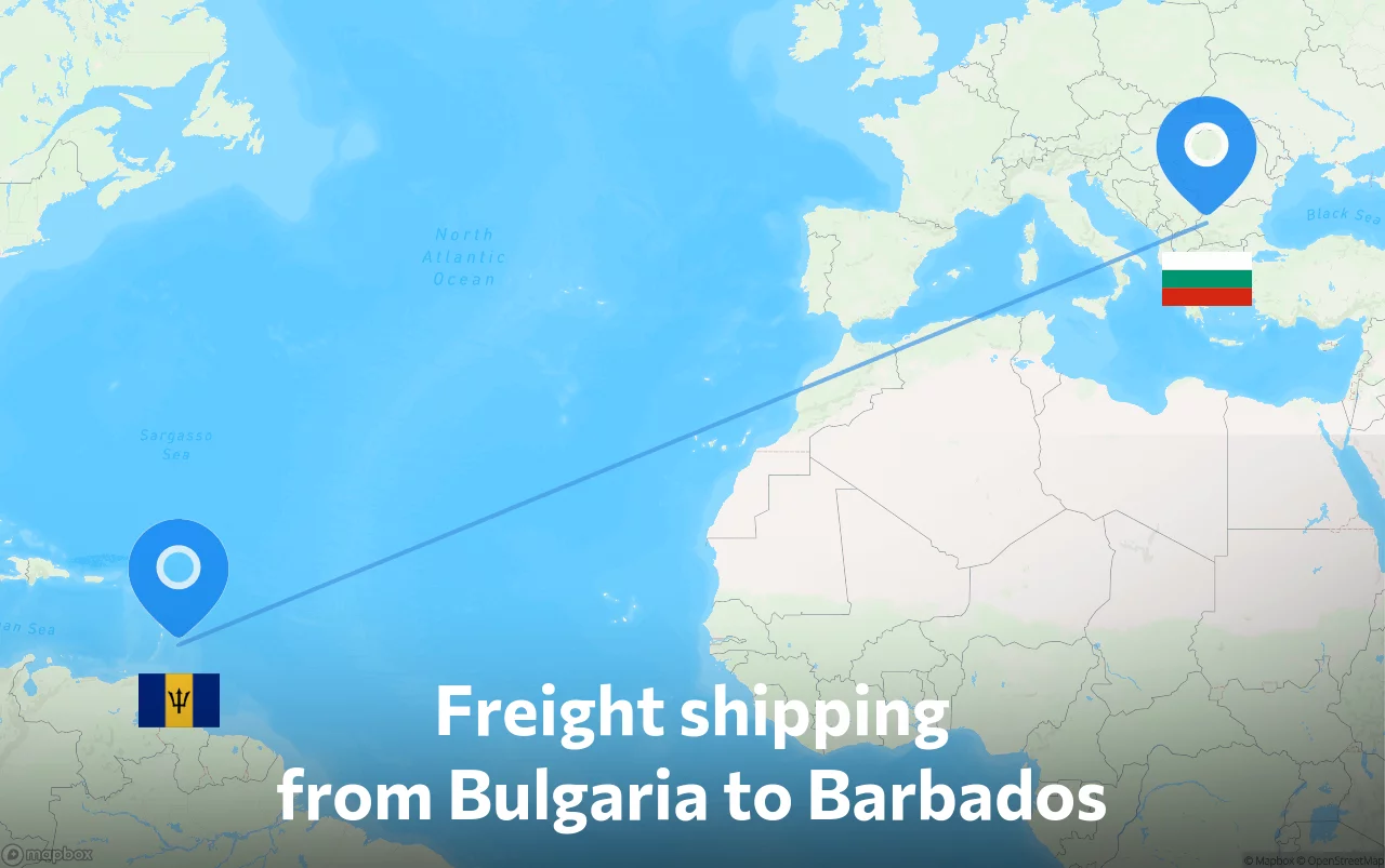 Shipping route from Bulgaria to Barbados