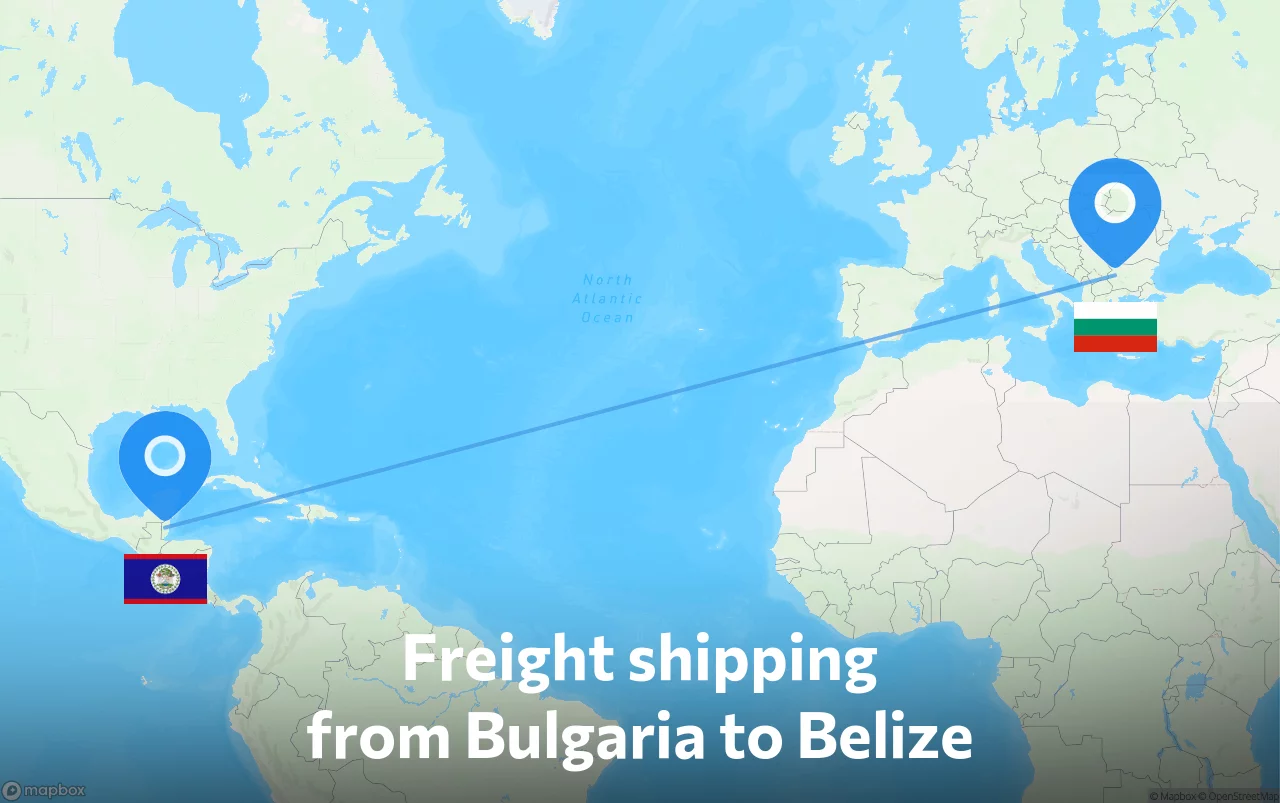 Shipping route from Bulgaria to Belize