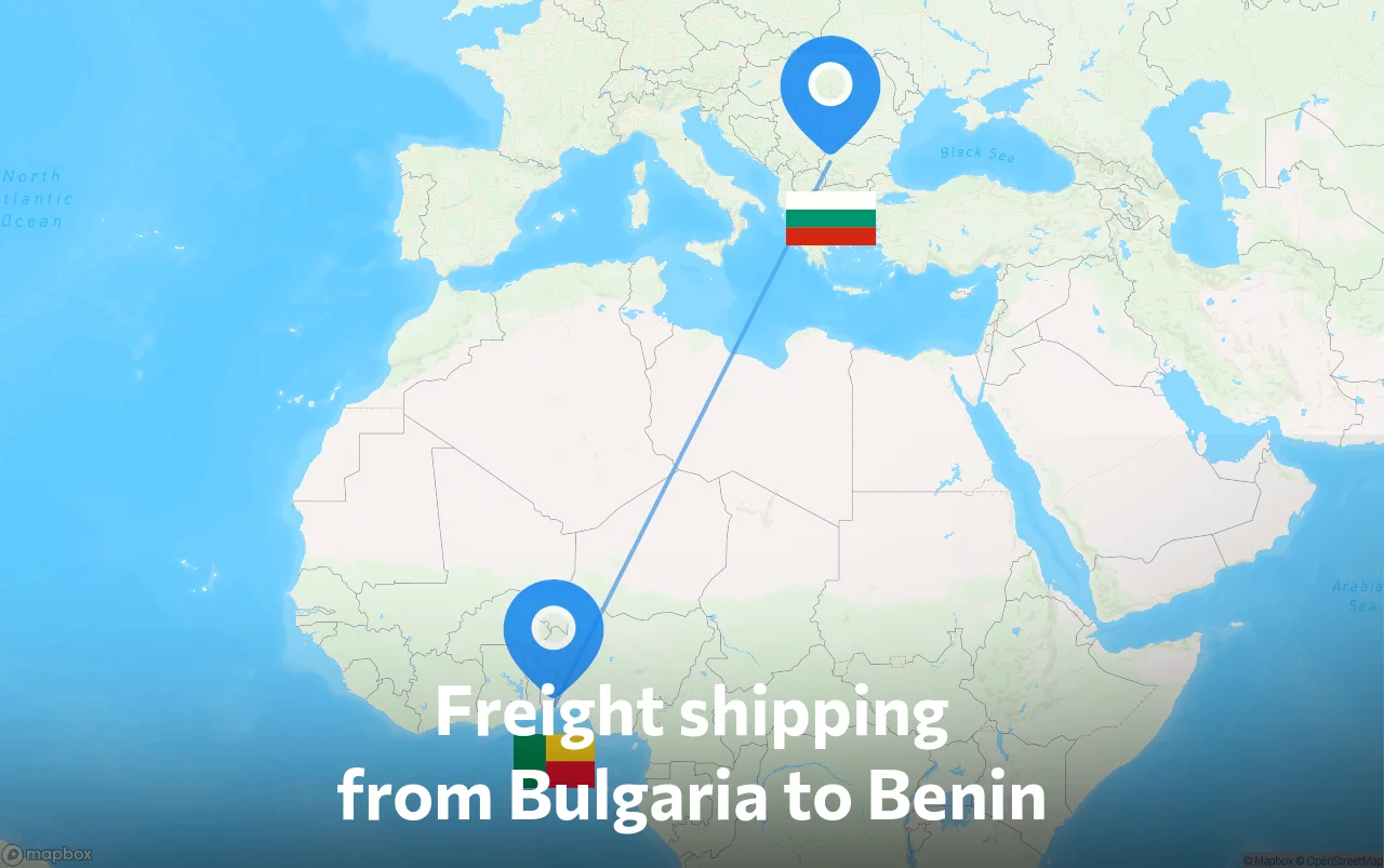 Shipping route from Bulgaria to Benin