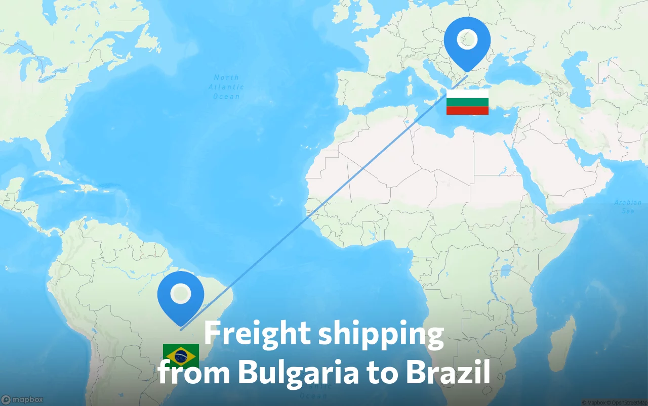 Shipping route from Bulgaria to Brazil