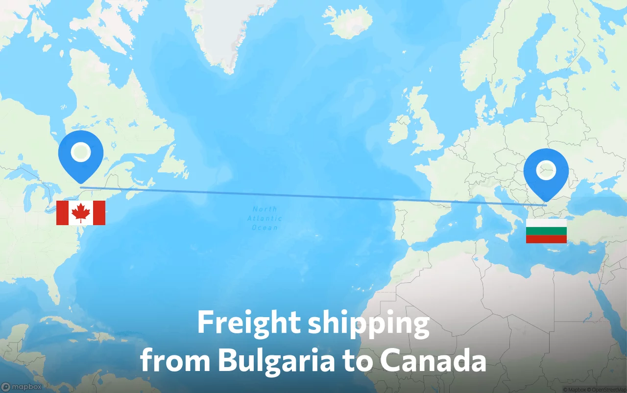 Shipping route from Bulgaria to Canada