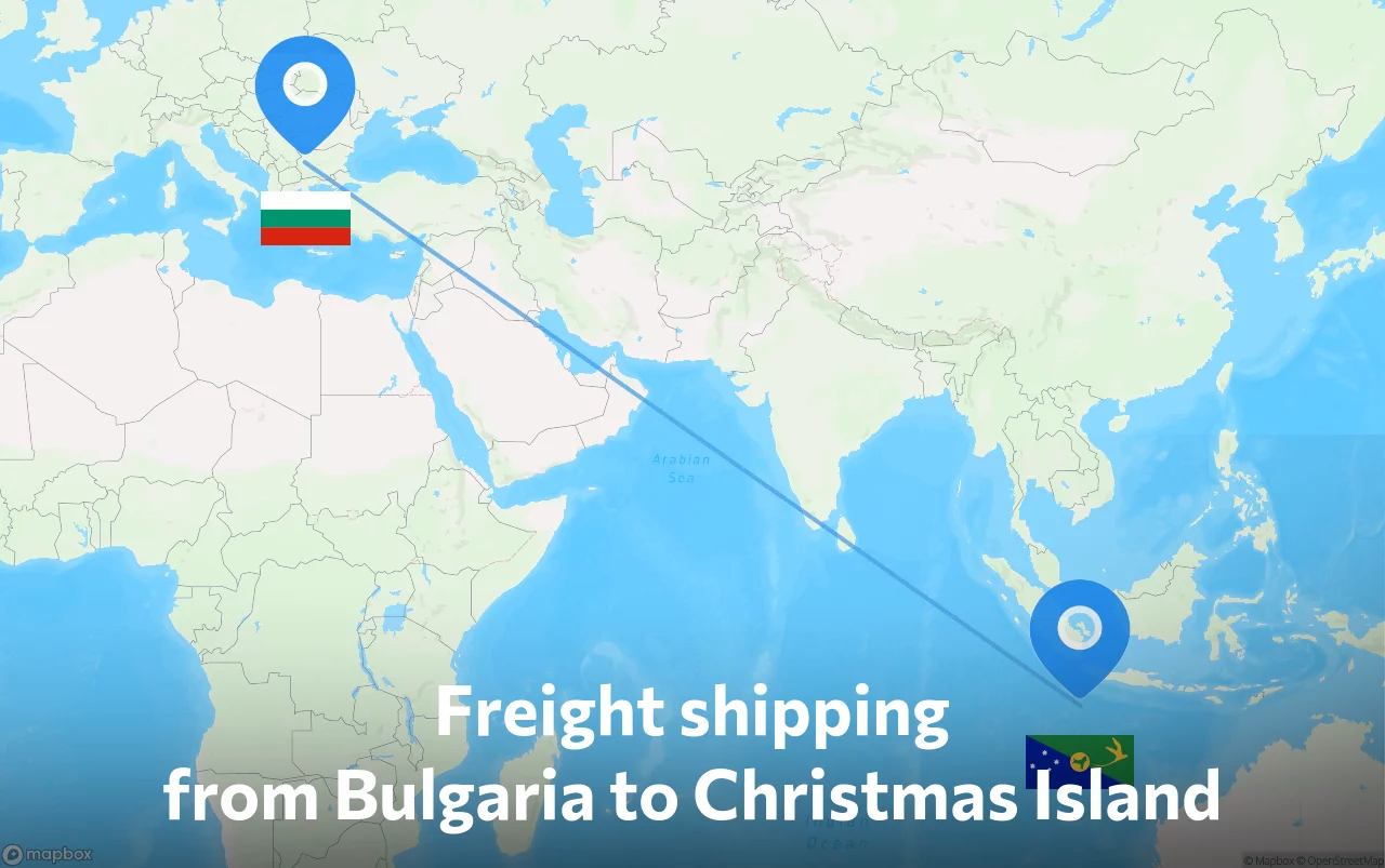 Shipping route from Bulgaria to Christmas Island