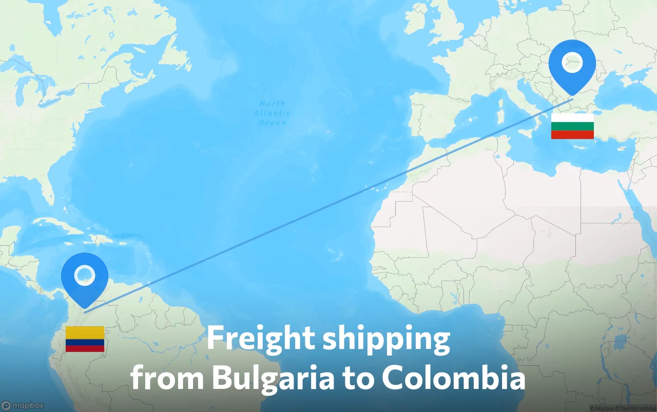 Shipping route from Bulgaria to Colombia