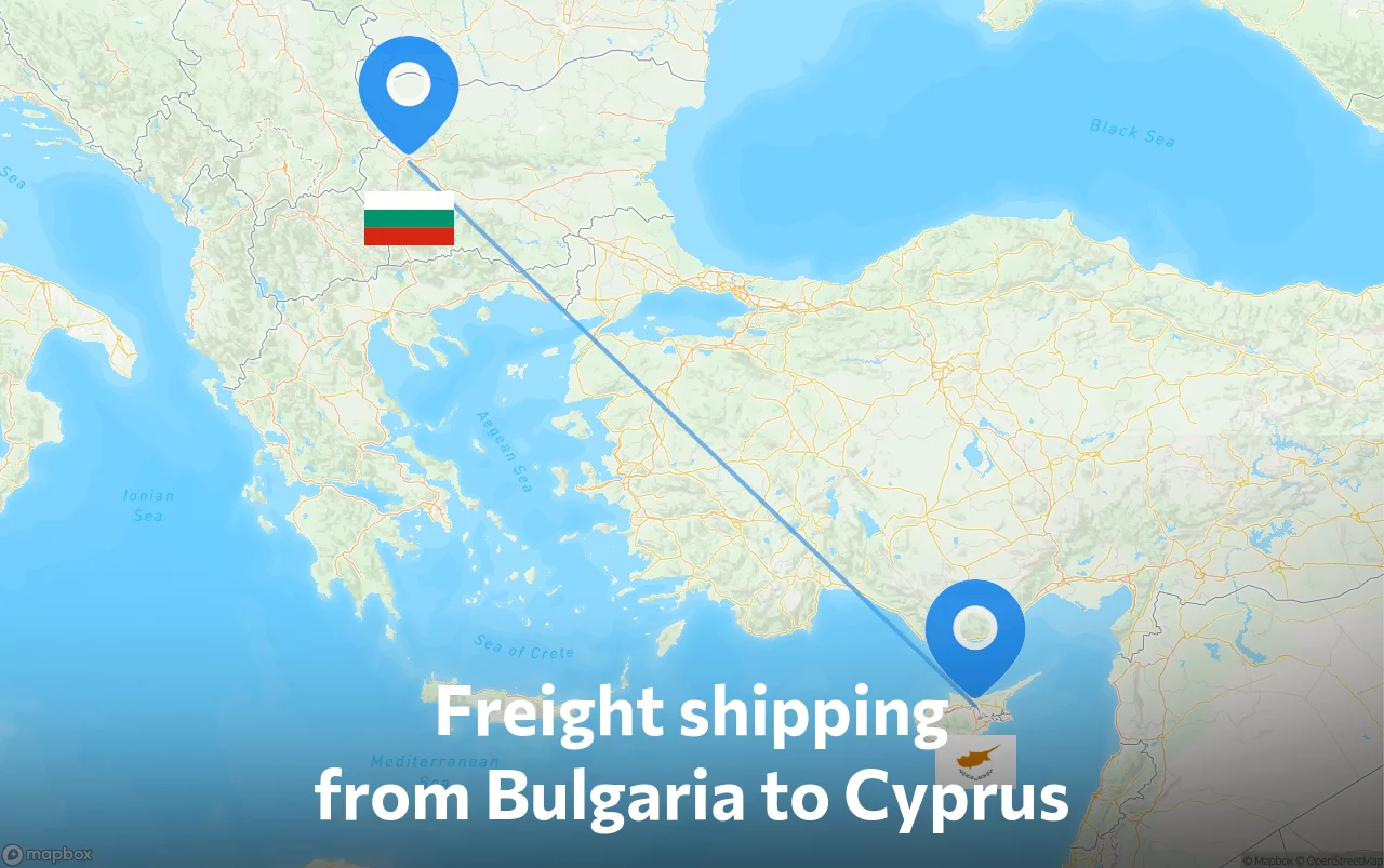 Shipping route from Bulgaria to Cyprus
