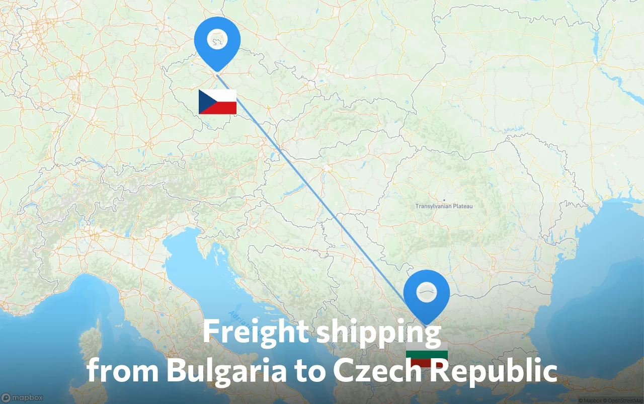Shipping route from Bulgaria to Czech Republic