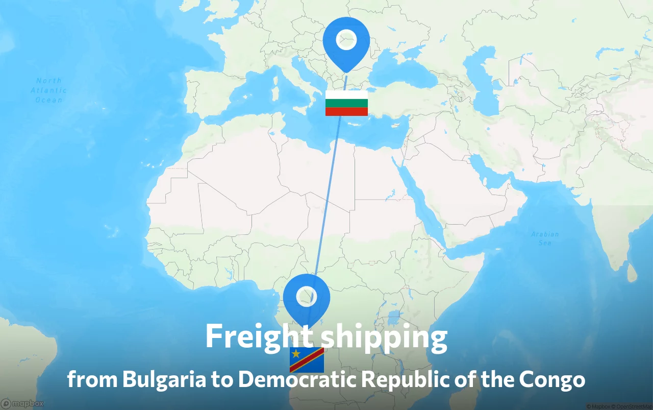 Shipping route from Bulgaria to Democratic Republic of the Congo