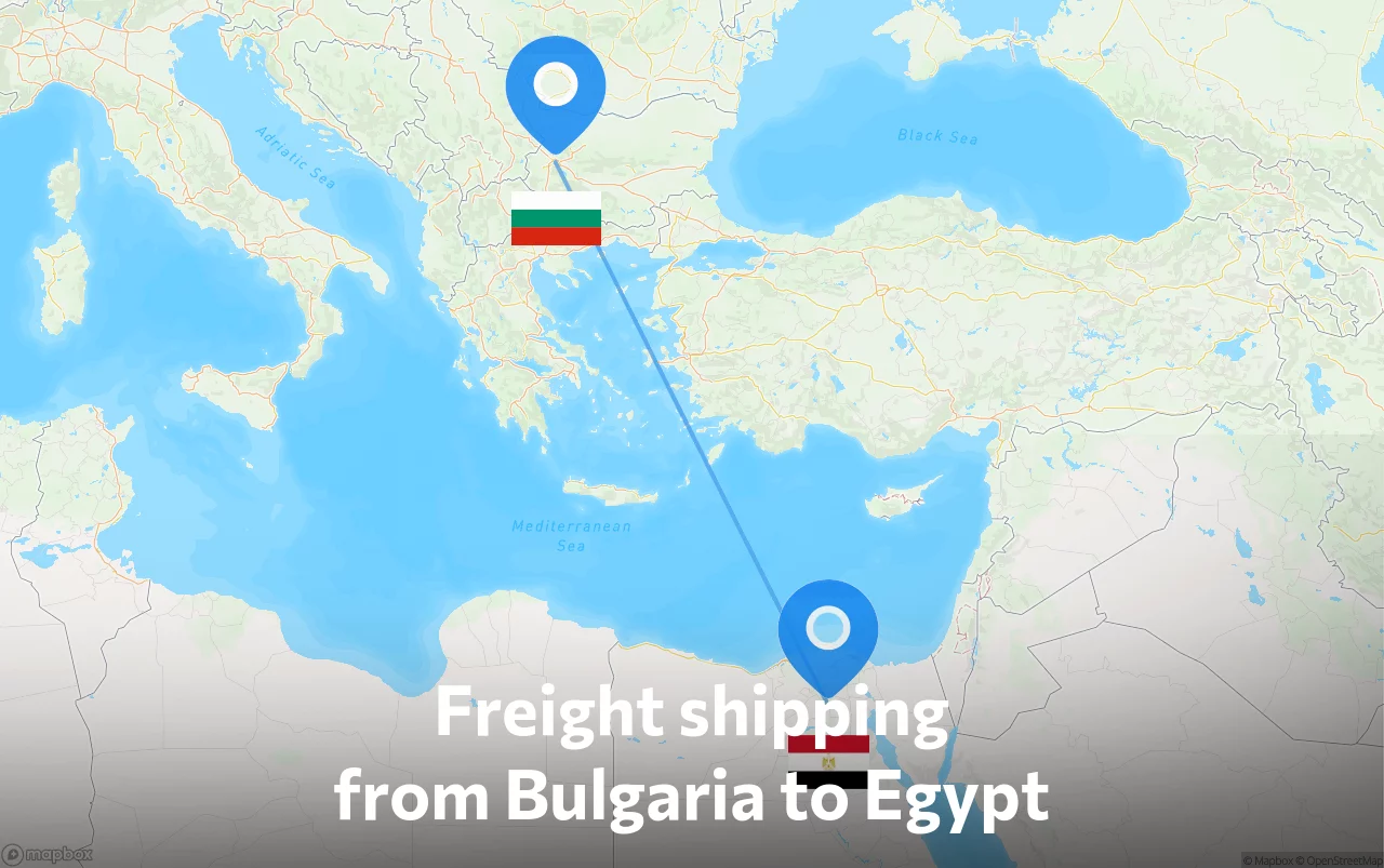 Shipping route from Bulgaria to Egypt