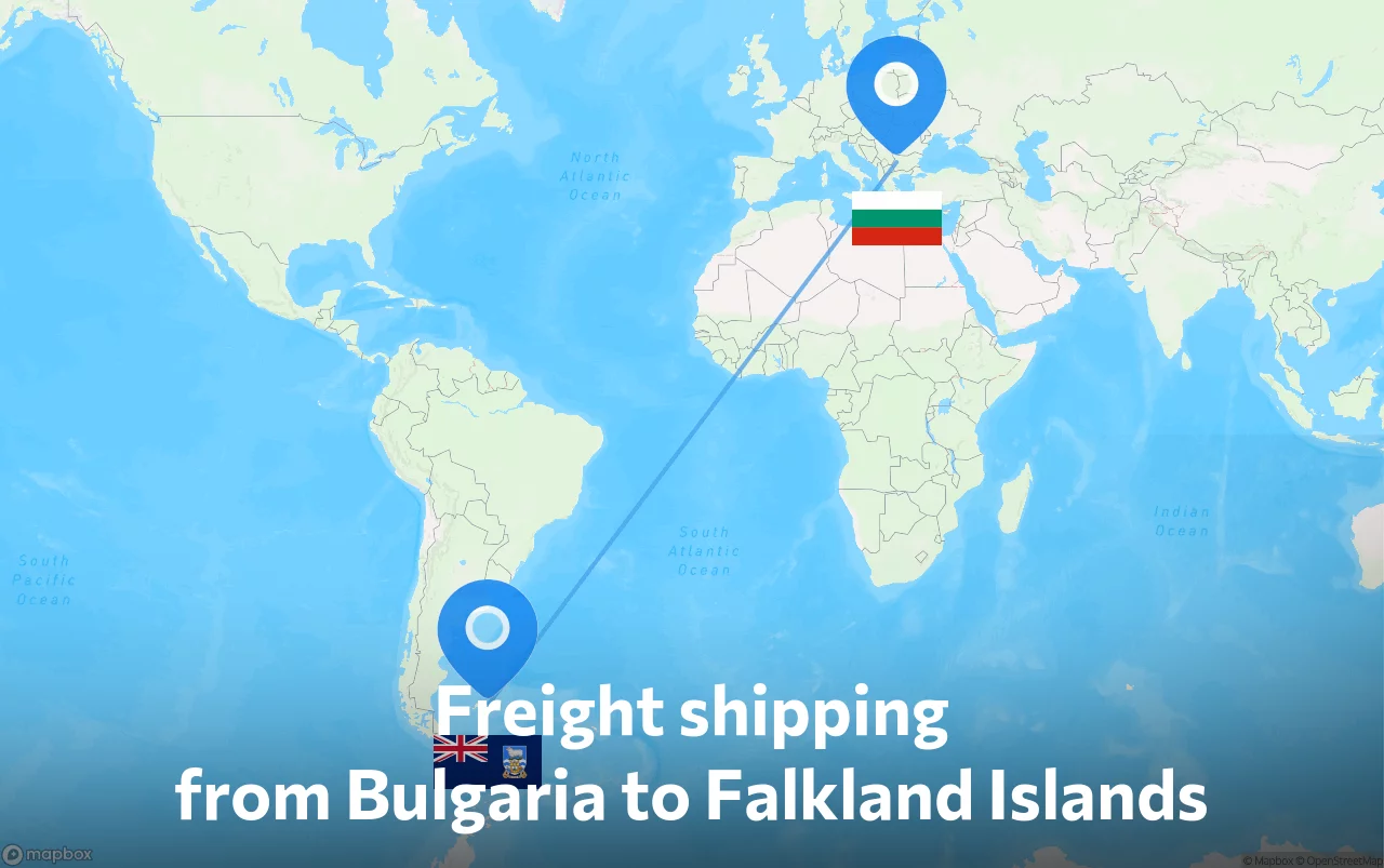 Shipping route from Bulgaria to Falkland Islands