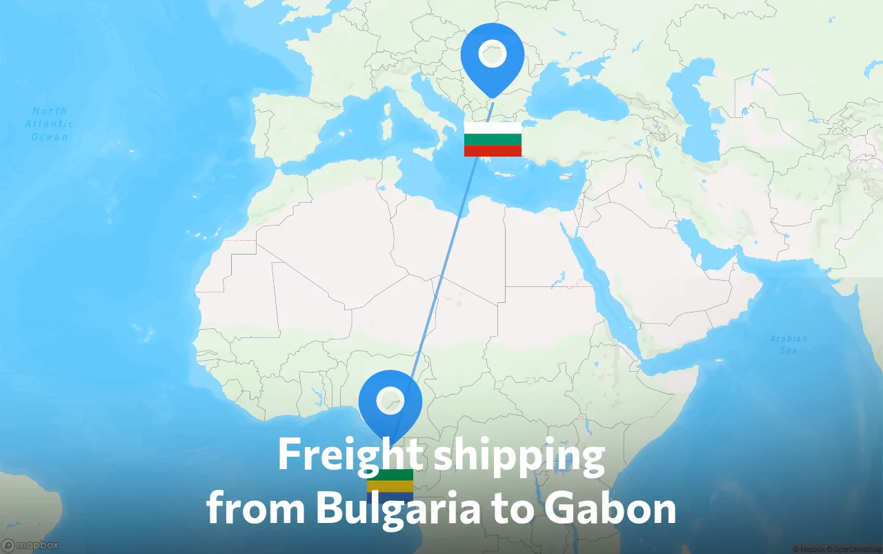 Shipping route from Bulgaria to Gabon