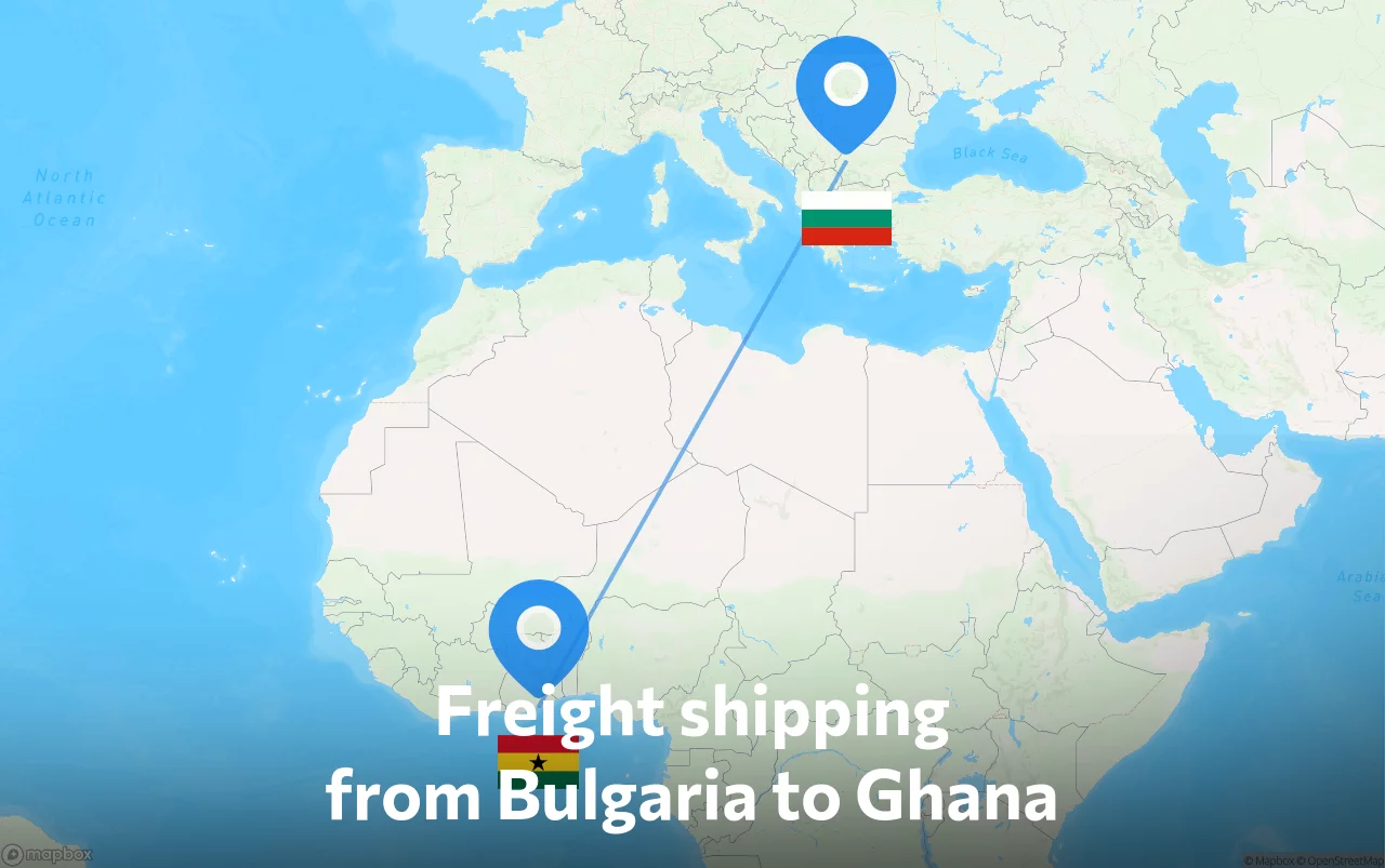 Shipping route from Bulgaria to Ghana