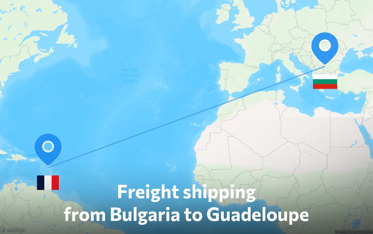 Shipping route from Bulgaria to Guadeloupe