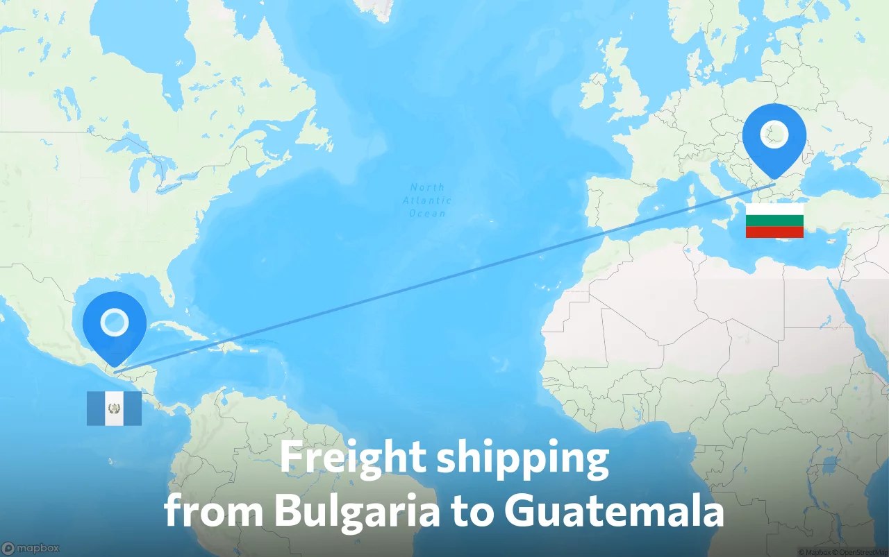 Shipping route from Bulgaria to Guatemala