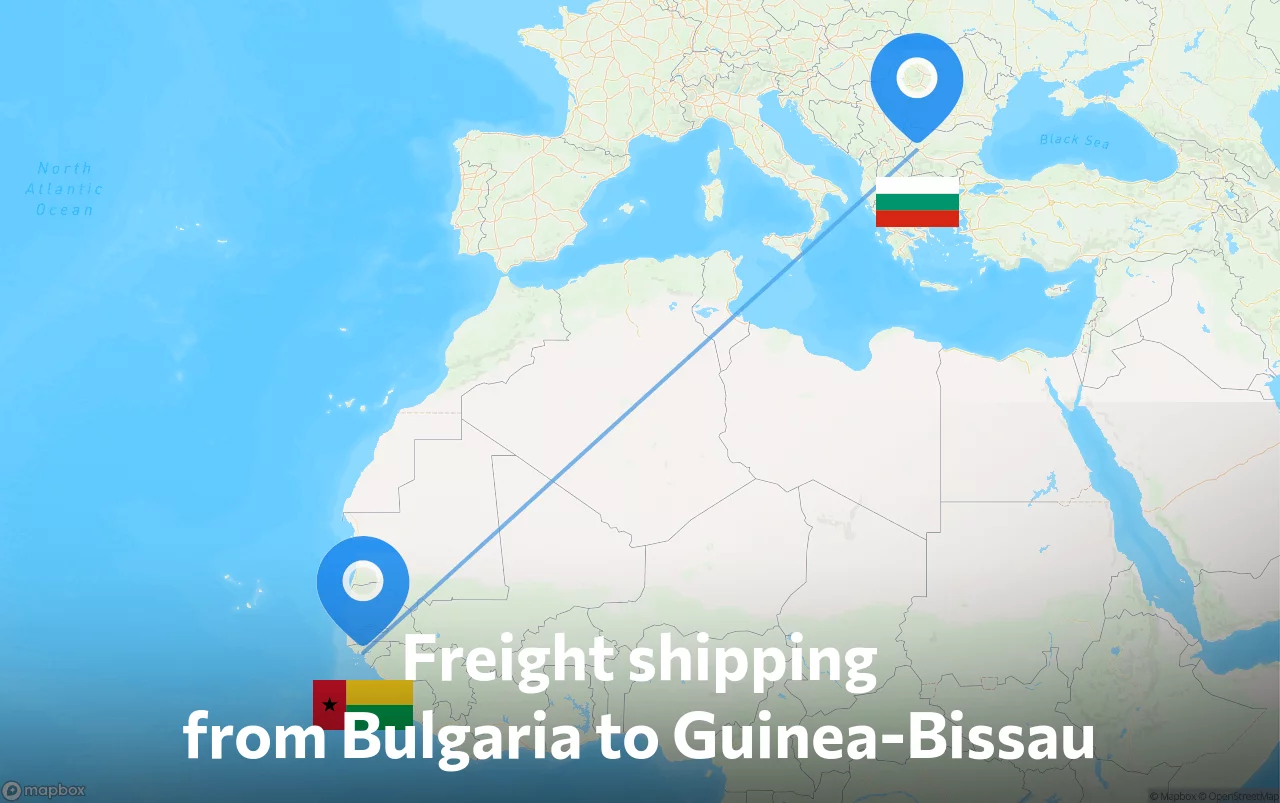 Shipping route from Bulgaria to Guinea-Bissau