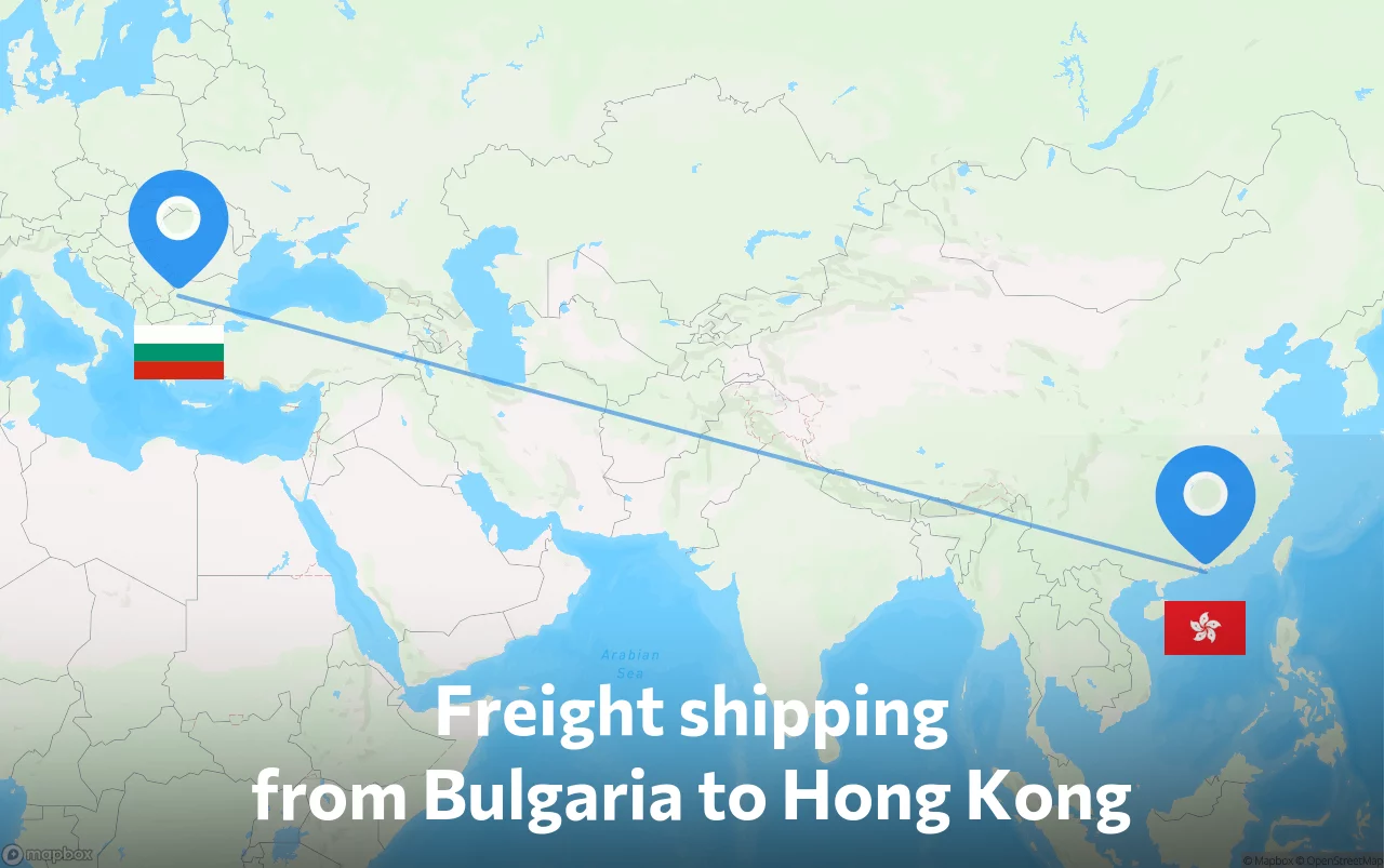 Shipping route from Bulgaria to Hong Kong