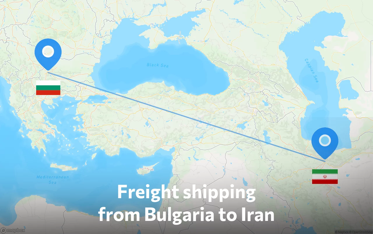 Shipping route from Bulgaria to Iran