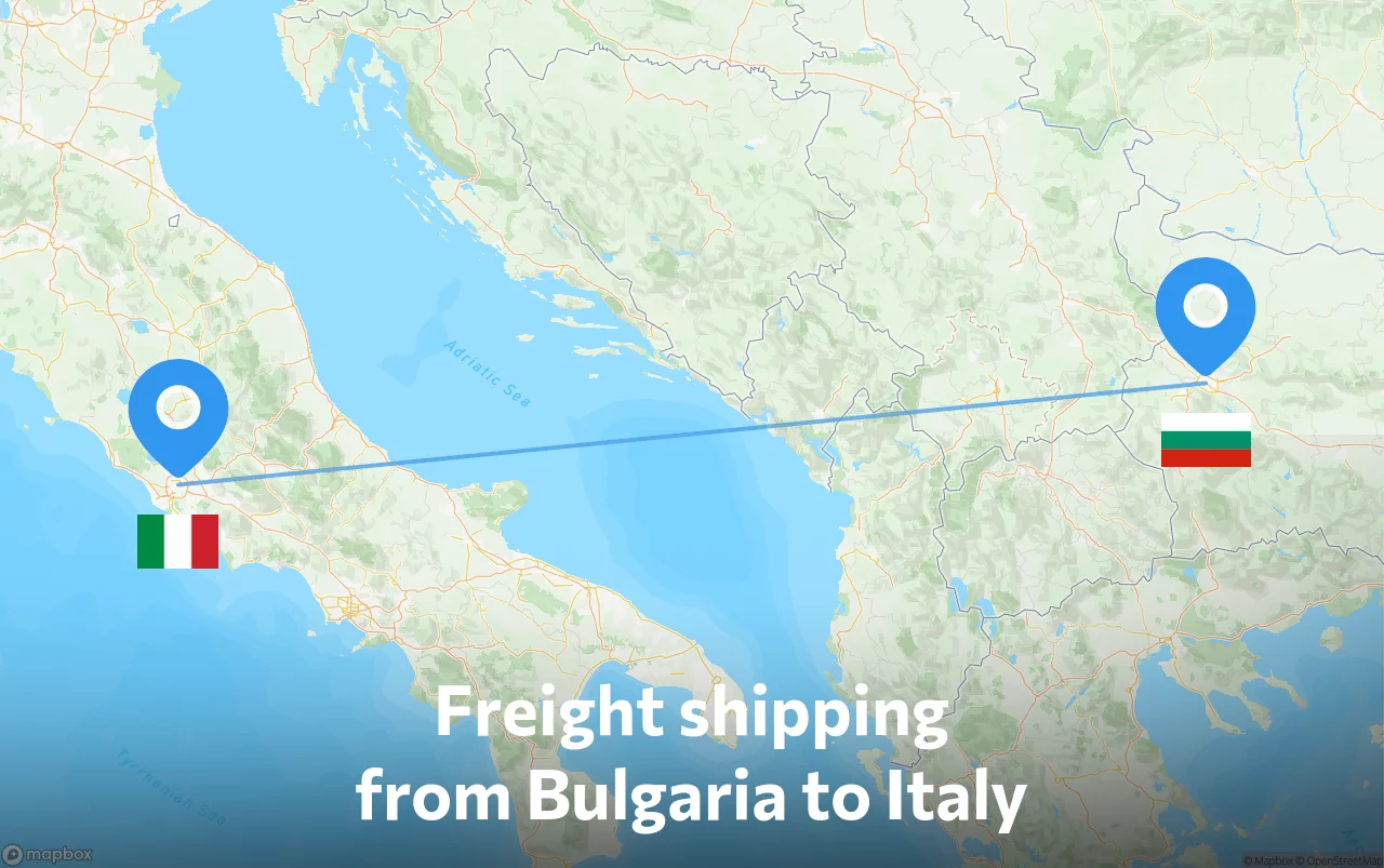 Shipping route from Bulgaria to Italy