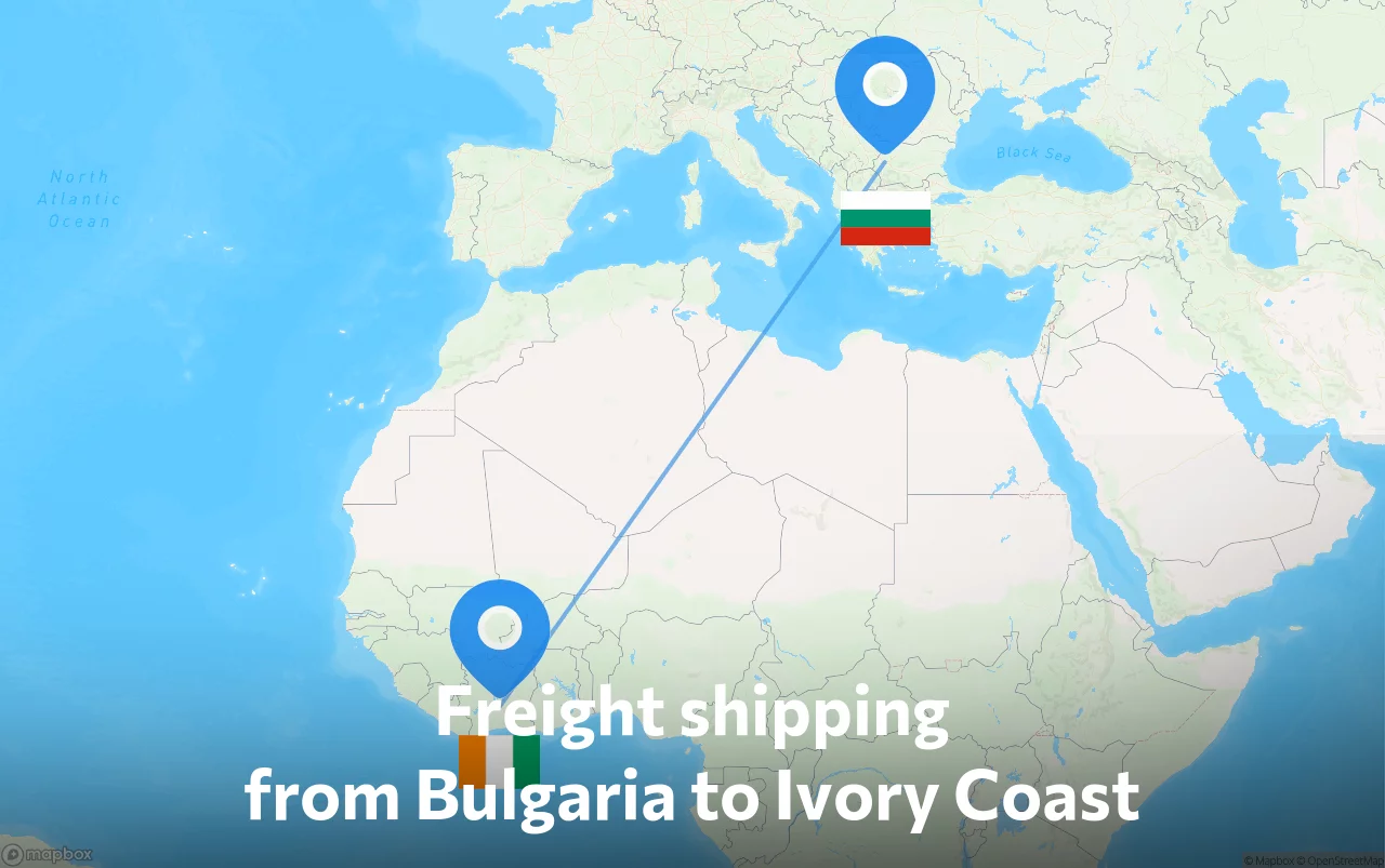 Shipping route from Bulgaria to Ivory Coast