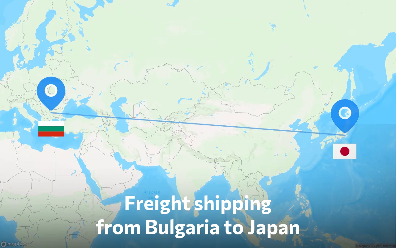 Shipping route from Bulgaria to Japan