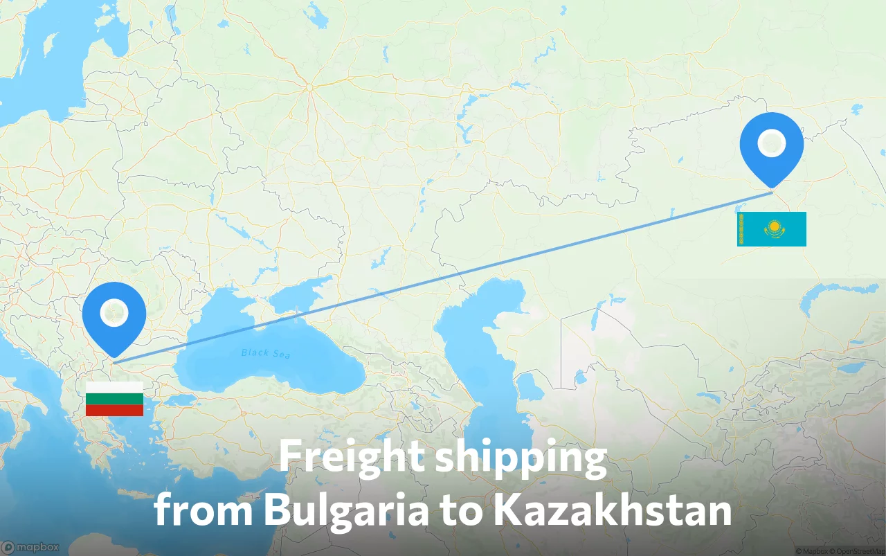 Shipping route from Bulgaria to Kazakhstan