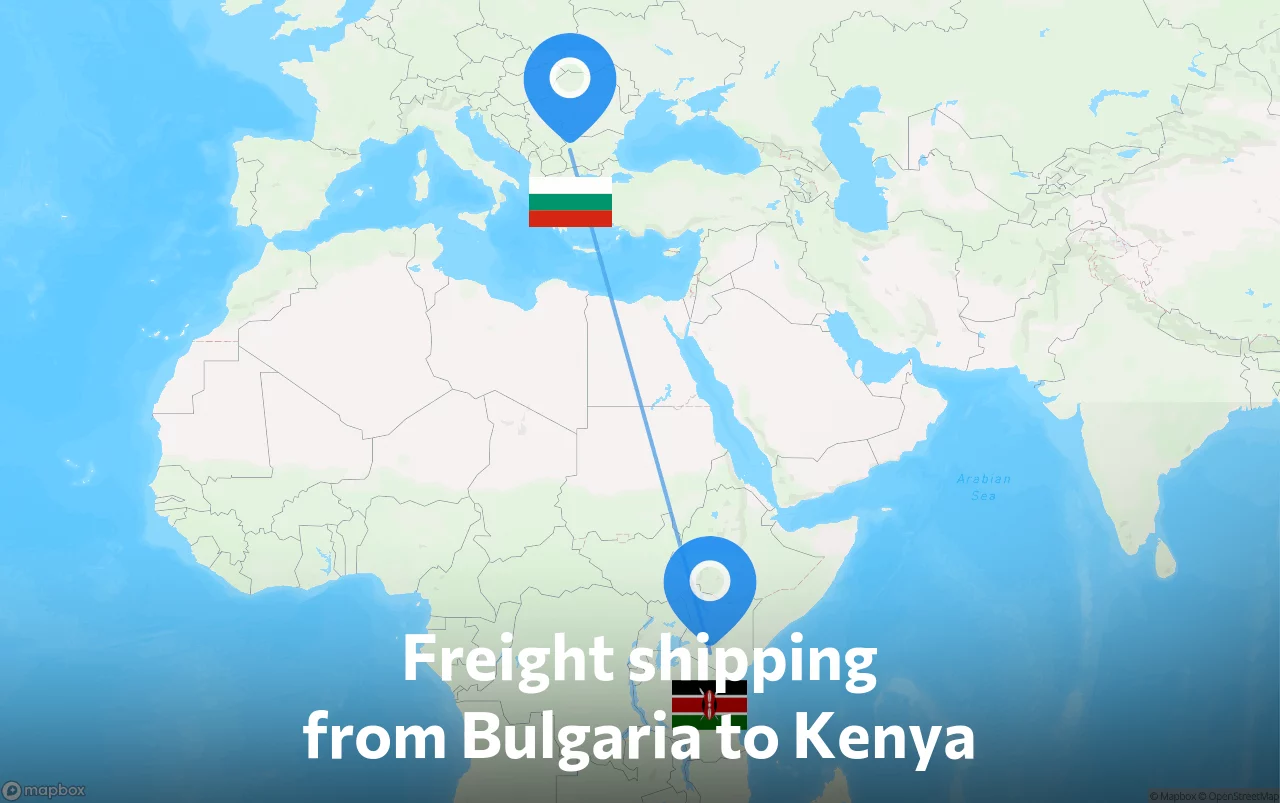 Shipping route from Bulgaria to Kenya