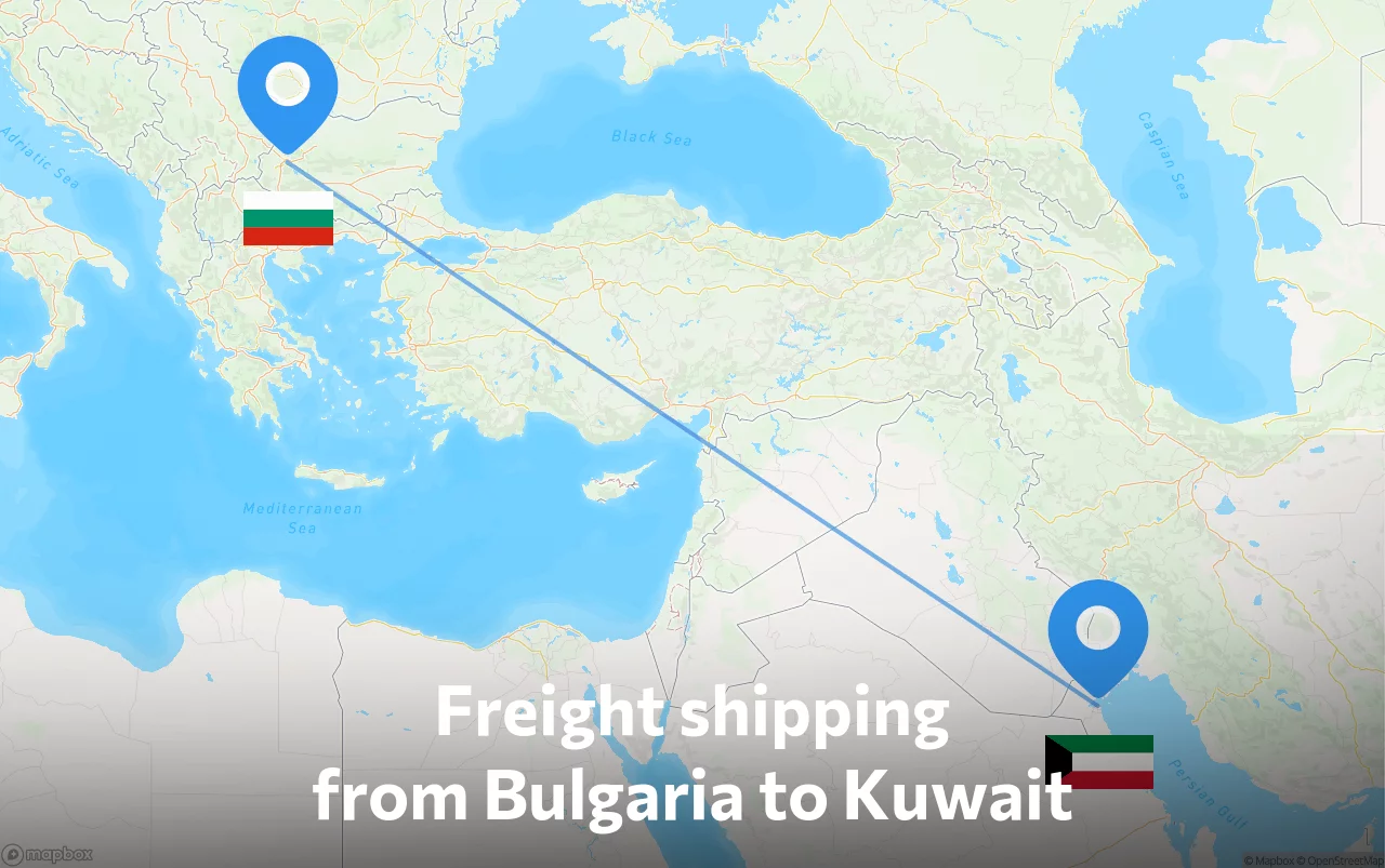 Shipping route from Bulgaria to Kuwait