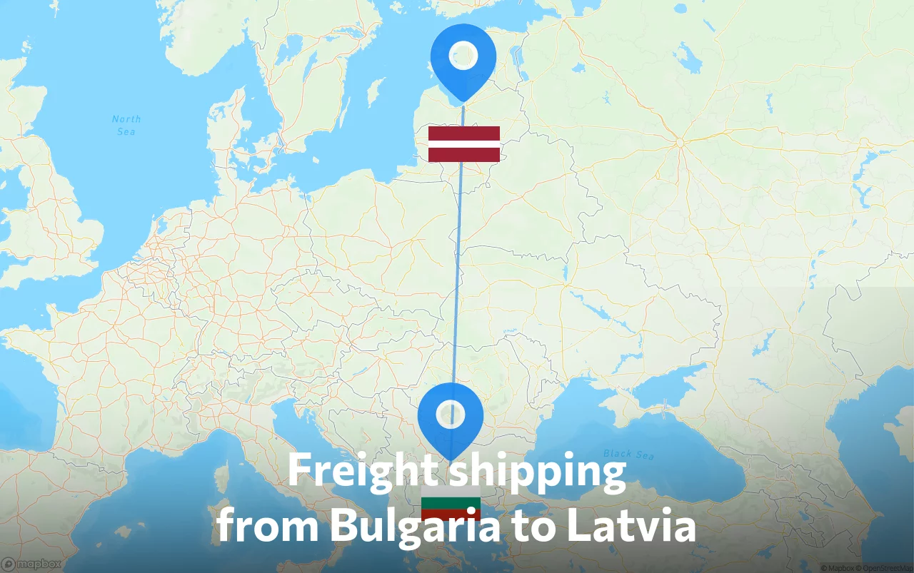 Shipping route from Bulgaria to Latvia