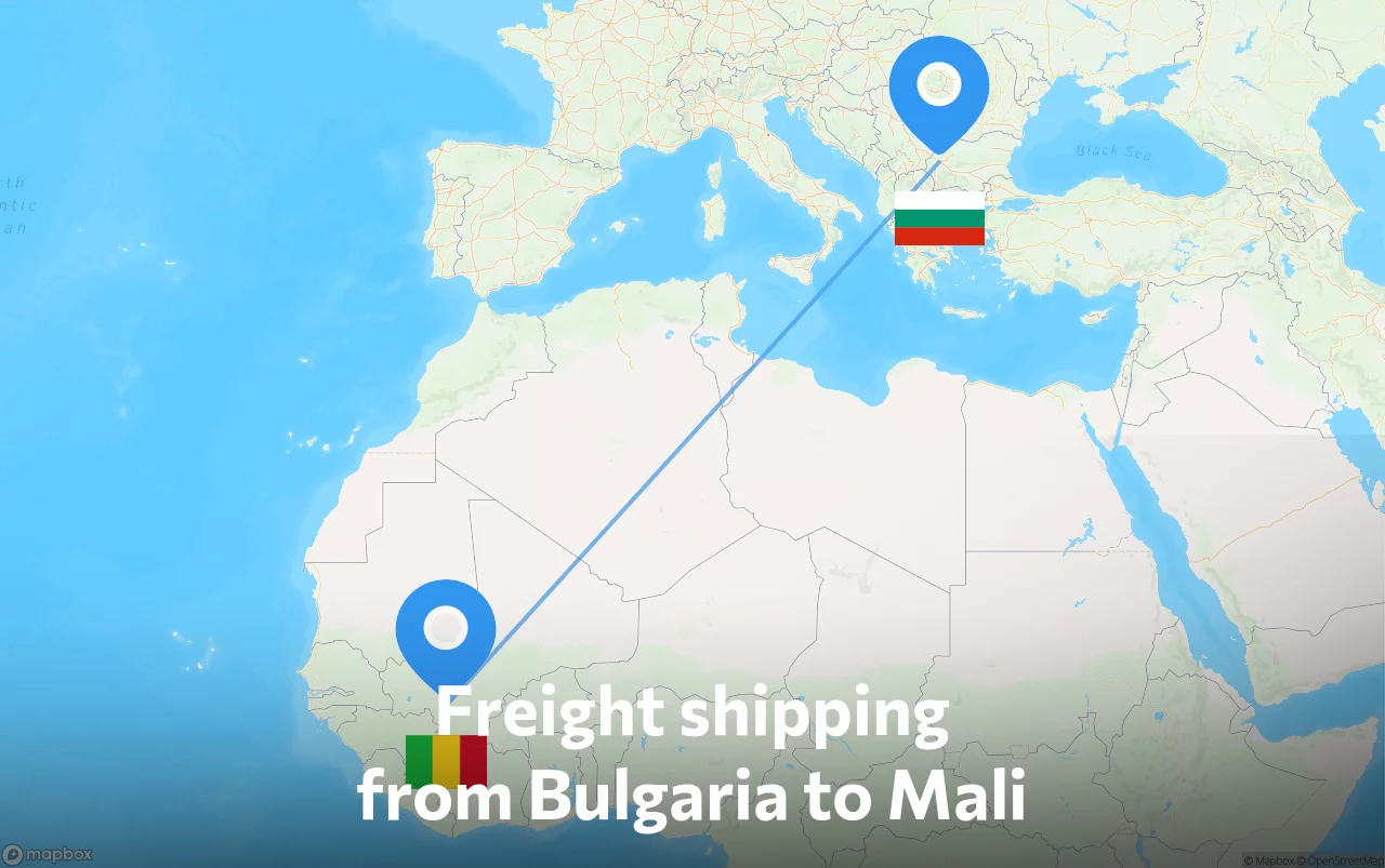 Shipping route from Bulgaria to Mali