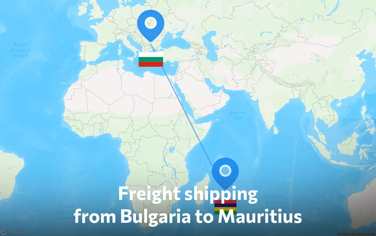 Shipping route from Bulgaria to Mauritius