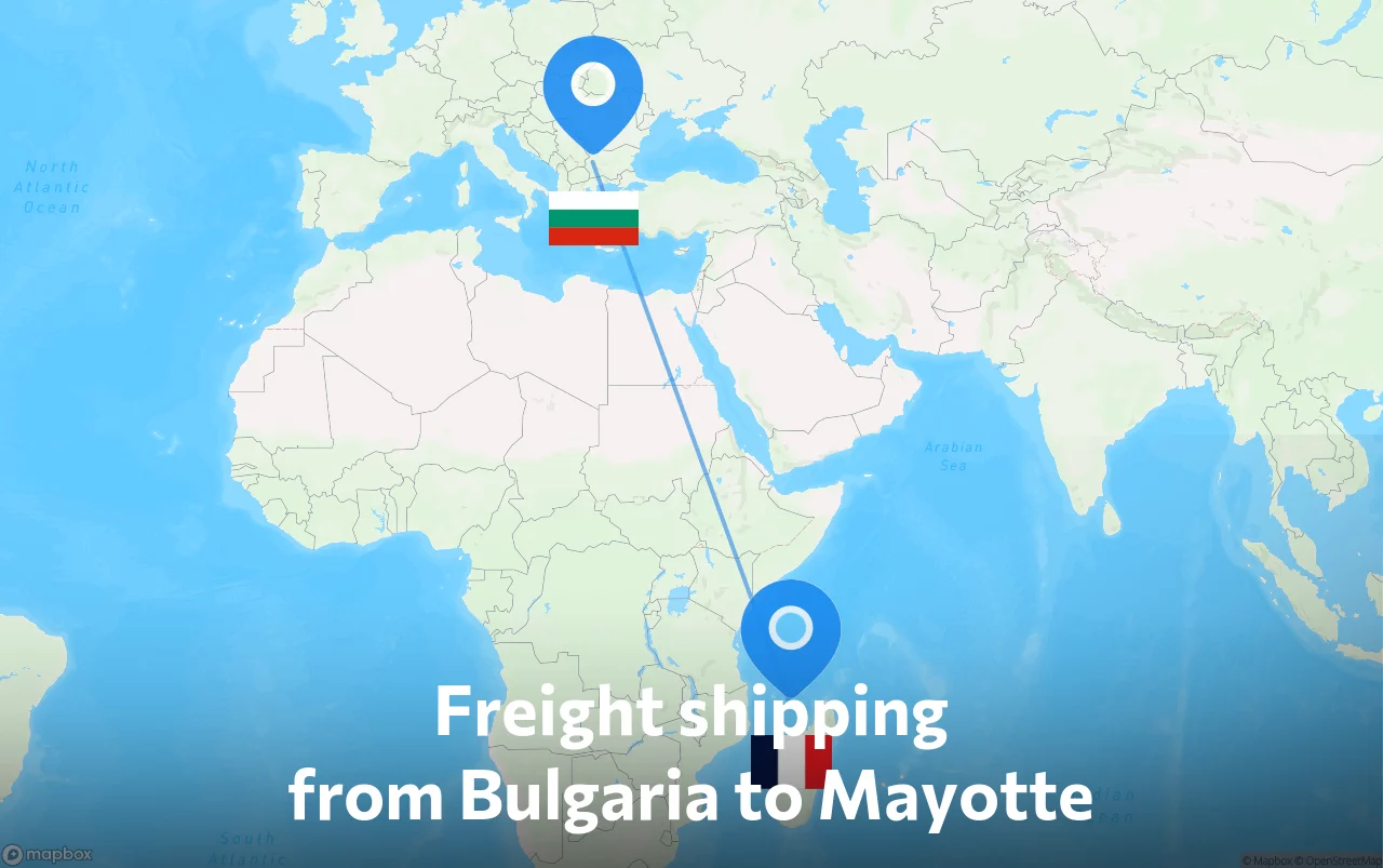 Shipping route from Bulgaria to Mayotte