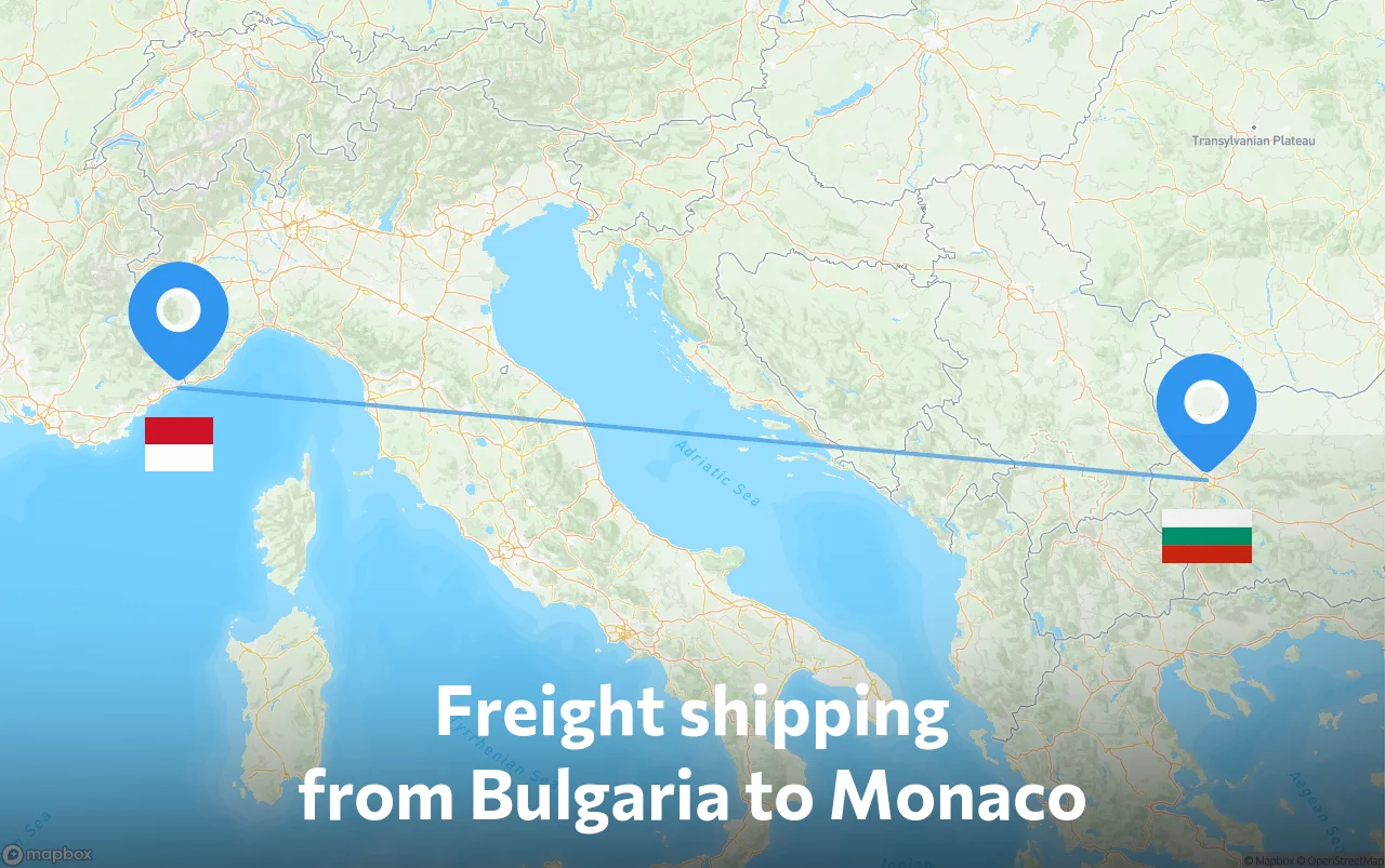 Shipping route from Bulgaria to Monaco
