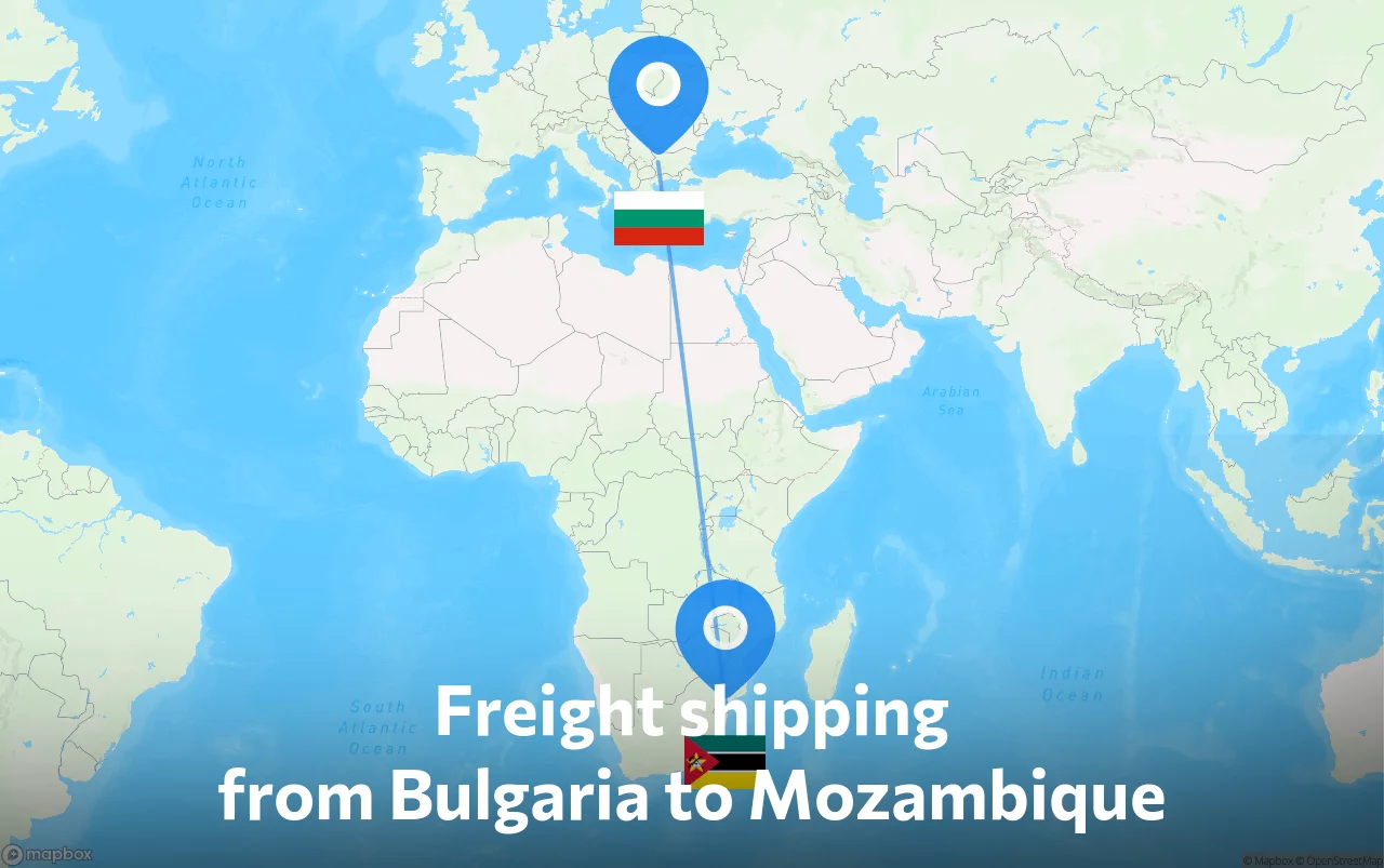 Shipping route from Bulgaria to Mozambique