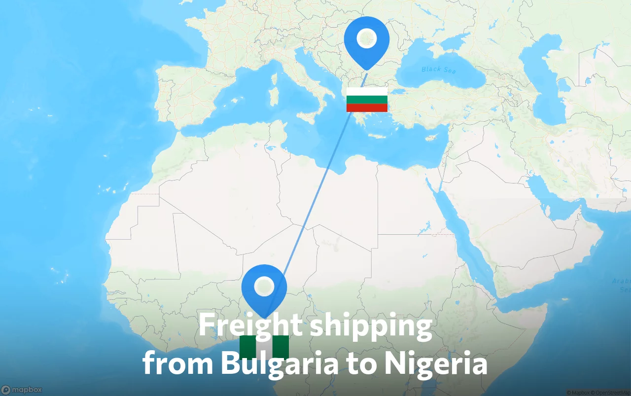 Shipping route from Bulgaria to Nigeria