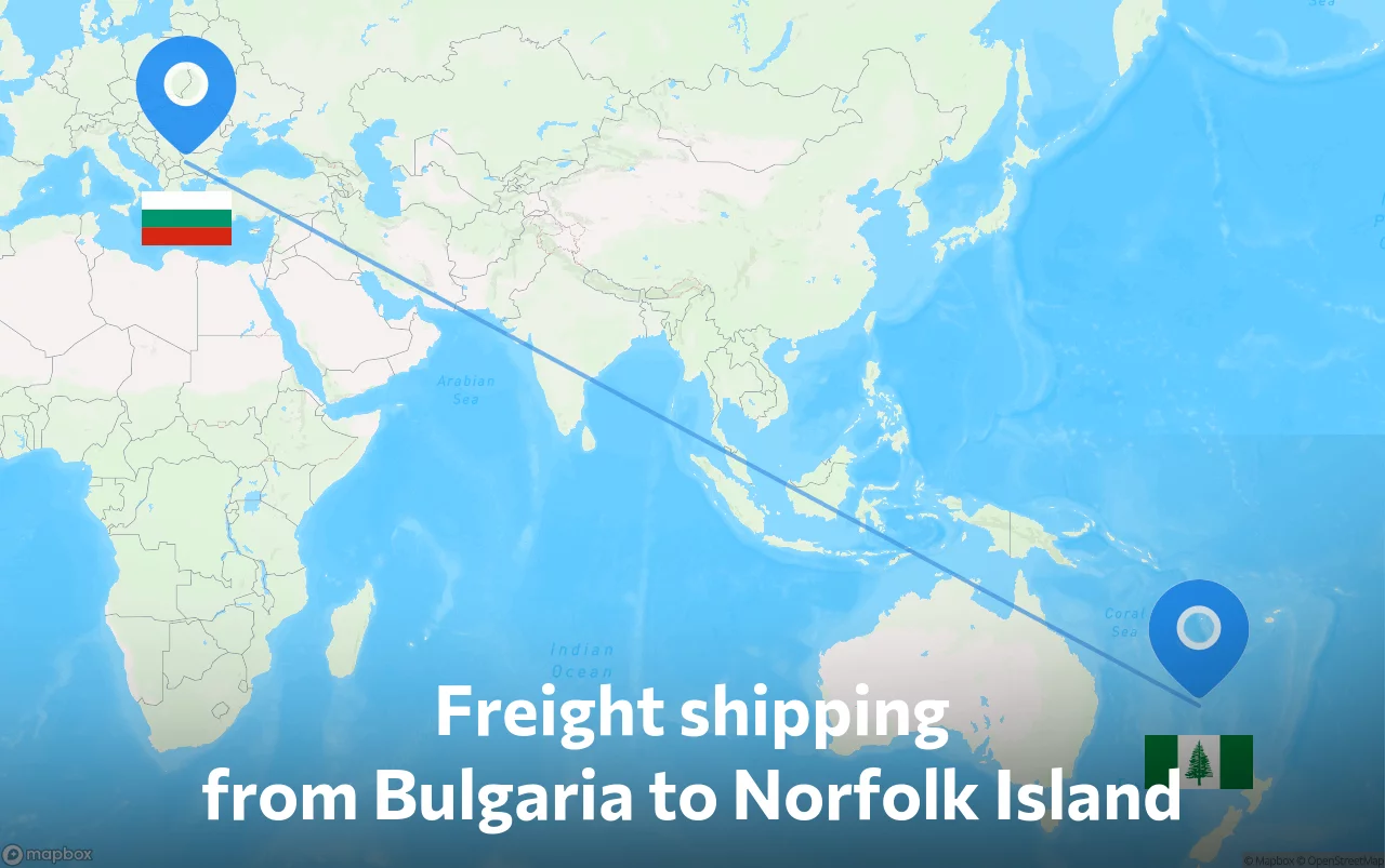 Shipping route from Bulgaria to Norfolk Island
