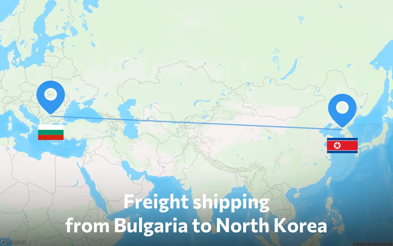 Shipping route from Bulgaria to North Korea