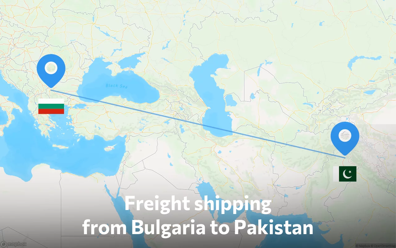 Shipping route from Bulgaria to Pakistan